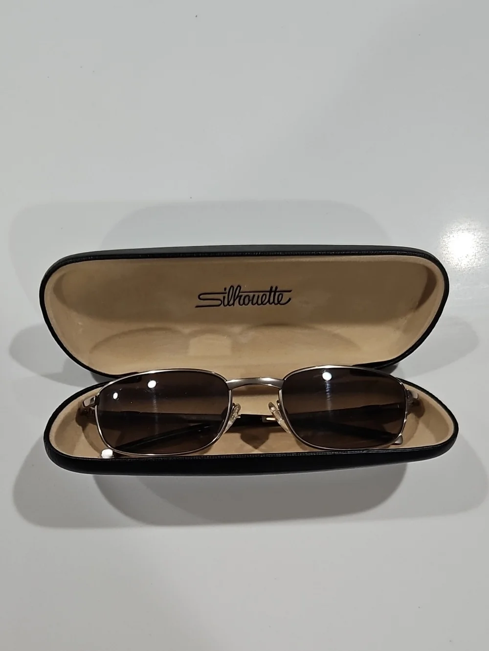 Vintage Silhouette Men's Chrome Frame Sunglasses with Brown Lenses M8558 V6052